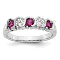 14k White Gold 1/3 carat Diamond and Ruby Complete Band