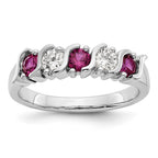 14k White Gold 1/3 carat Diamond and Ruby Complete Band