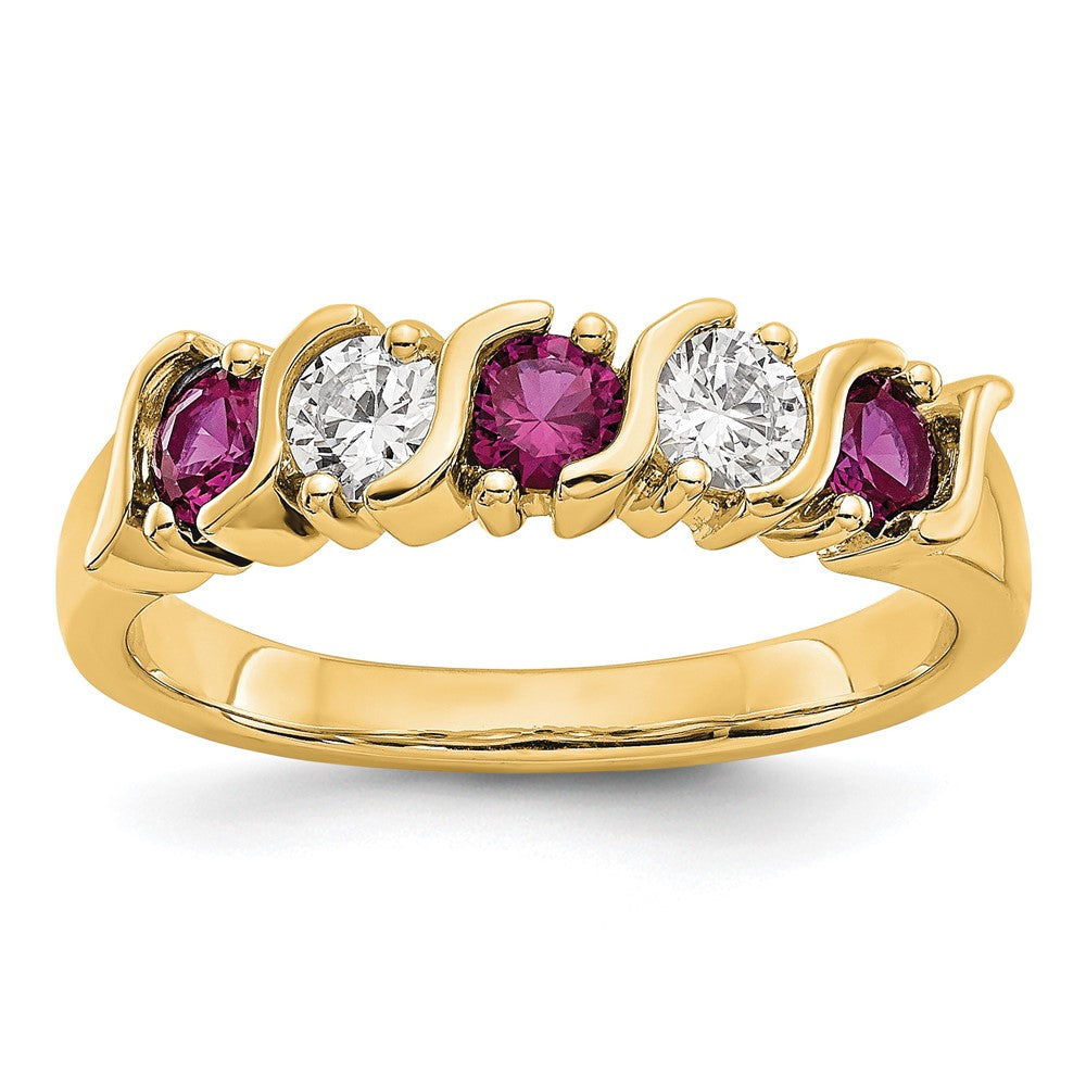 14k Yellow Gold 1/3 carat Diamond and Ruby Complete Band