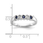 14k White Gold 1/10 carat Diamond and Blue Sapphire Complete Band
