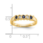 14k Yellow Gold 1/10 carat Diamond and Blue Sapphire Complete Band