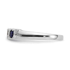 14k White Gold 1/5 carat Diamond and Blue Sapphire Complete Band