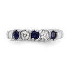 14k White Gold 1/5 carat Diamond and Blue Sapphire Complete Band