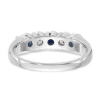 14k White Gold 1/5 carat Diamond and Blue Sapphire Complete Band