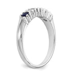 14k White Gold 1/5 carat Diamond and Blue Sapphire Complete Band