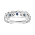 14k White Gold 1/3 carat Diamond and Blue Sapphire Complete Band