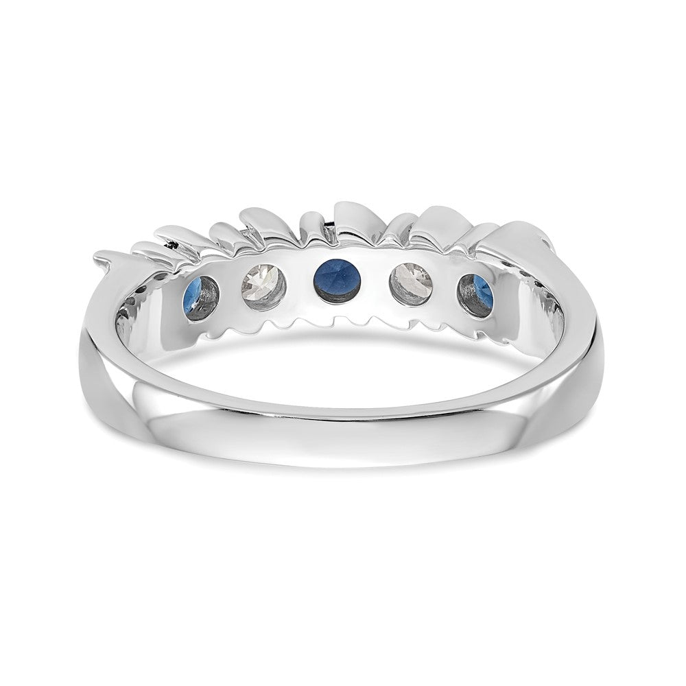14k White Gold 1/3 carat Diamond and Blue Sapphire Complete Band