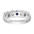 14k White Gold 3/8 carat Diamond and Blue Sapphire Complete Band