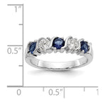 14k White Gold 3/8 carat Diamond and Blue Sapphire Complete Band
