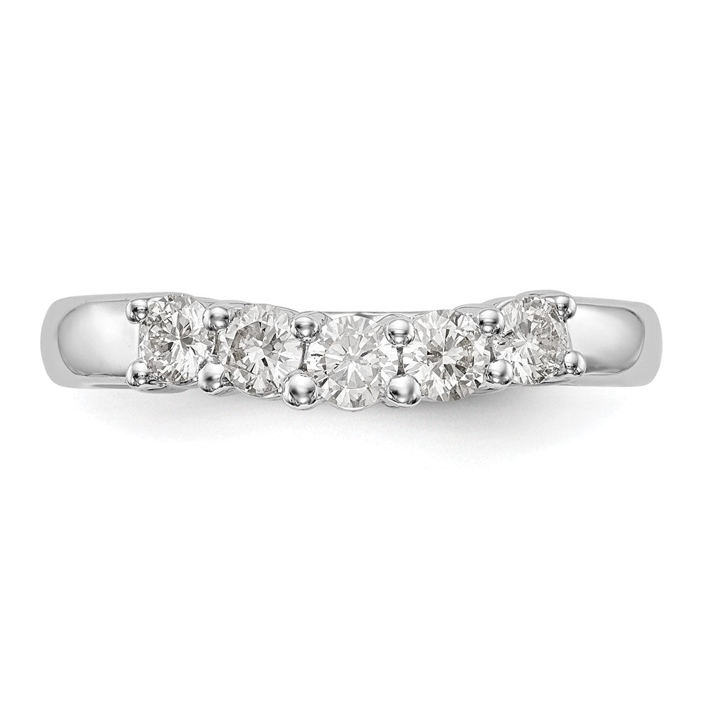 14K White Gold 5-Stone Shared Prong 1/2 carat Round Complete Diamond Band