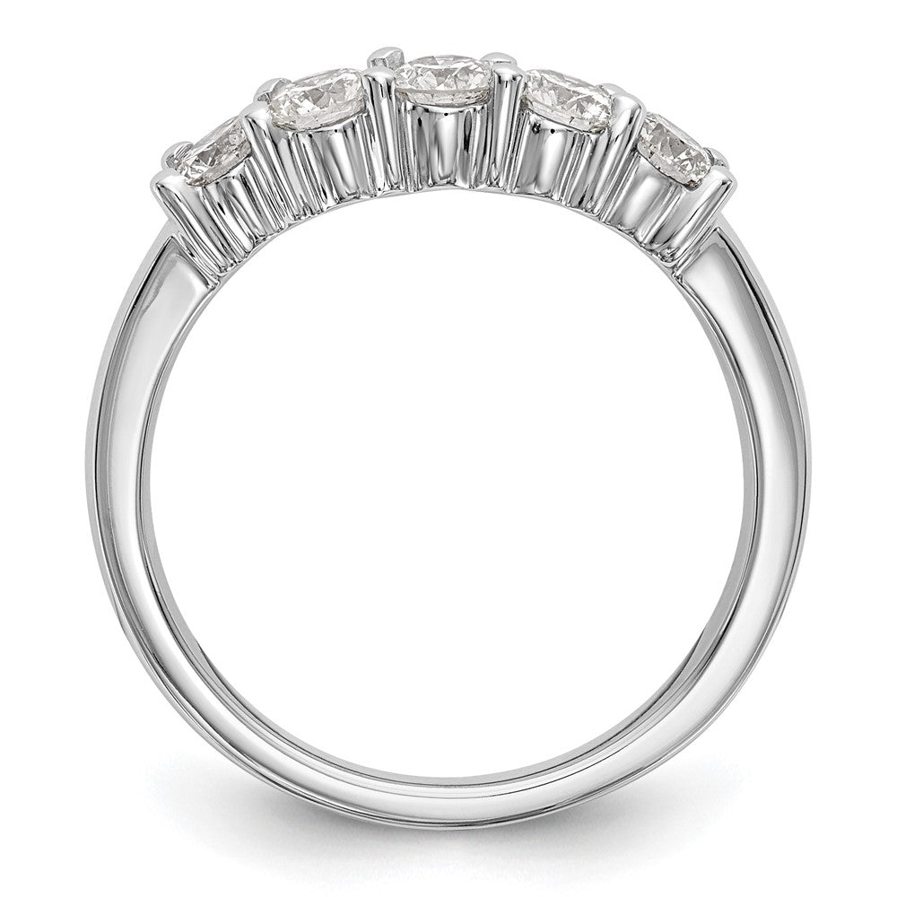 14K White Gold 5-Stone Shared Prong 3/4 carat Round Complete Diamond Band