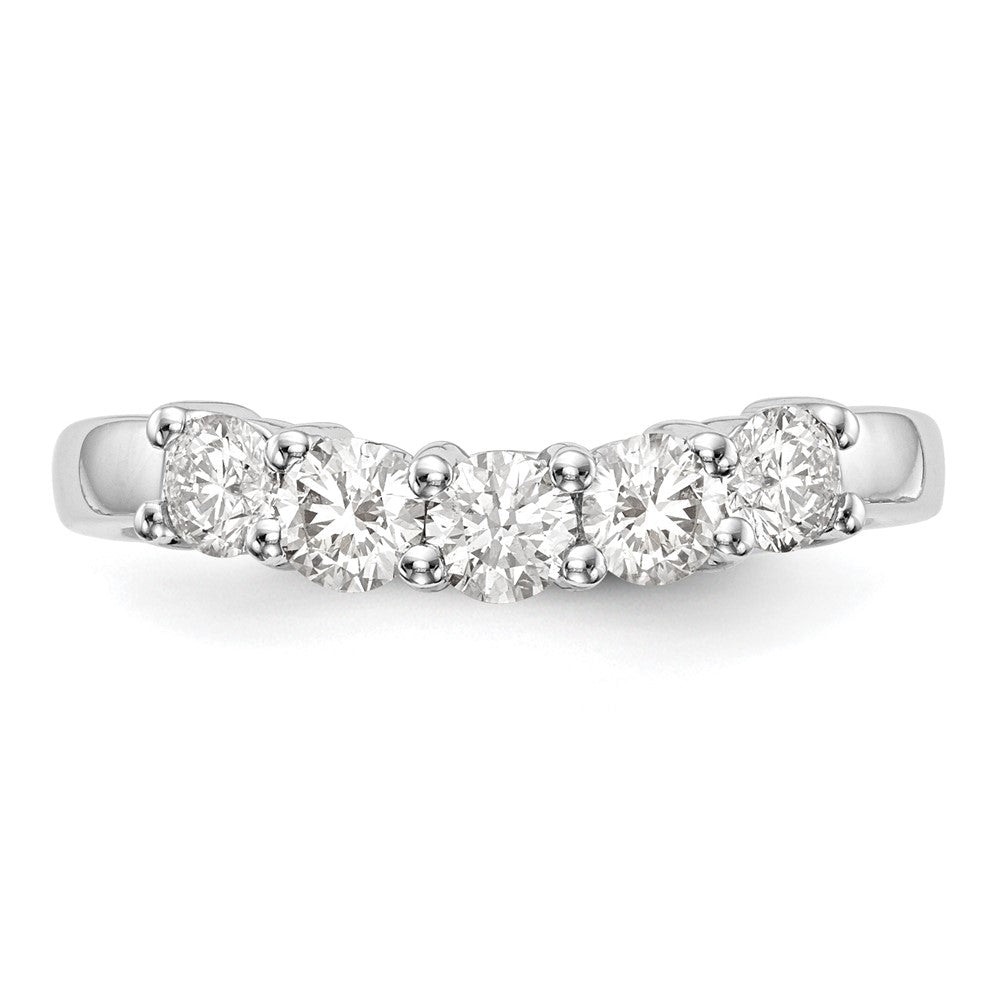 14K White Gold 5-Stone Shared Prong 3/4 carat Round Complete Diamond Band
