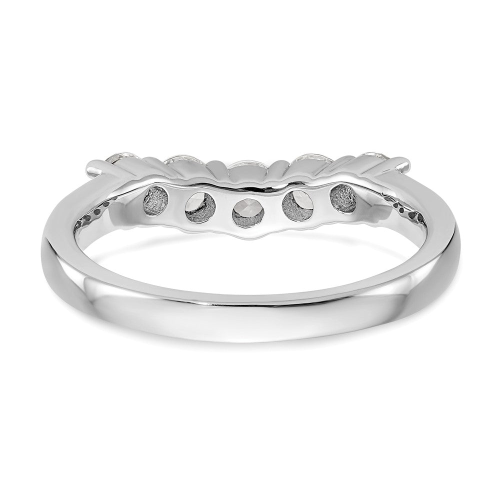 14K White Gold 5-Stone Shared Prong 3/4 carat Round Complete Diamond Band