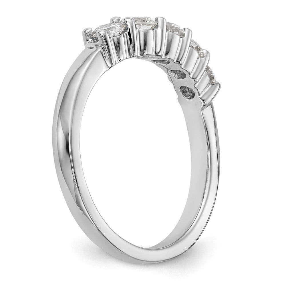 14K White Gold 5-Stone Shared Prong 3/4 carat Round Complete Diamond Band