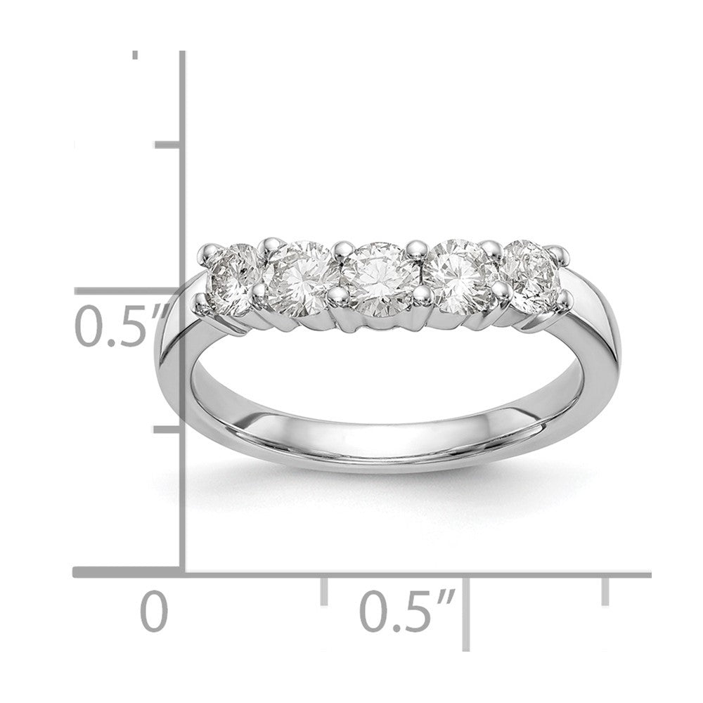 14K White Gold 5-Stone Shared Prong 3/4 carat Round Complete Diamond Band