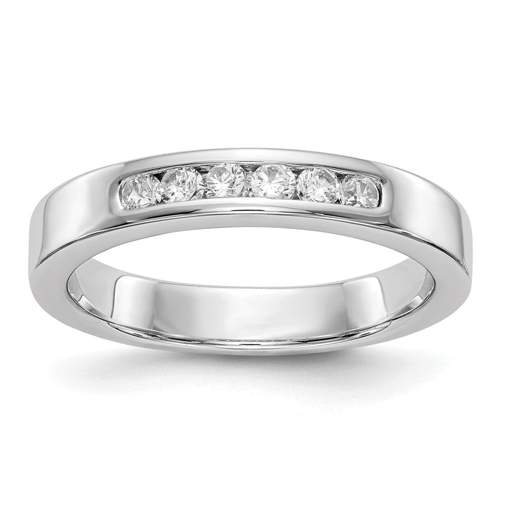 14K White Gold 6-Stone 1/4 carat Round Diamond Complete Channel Band