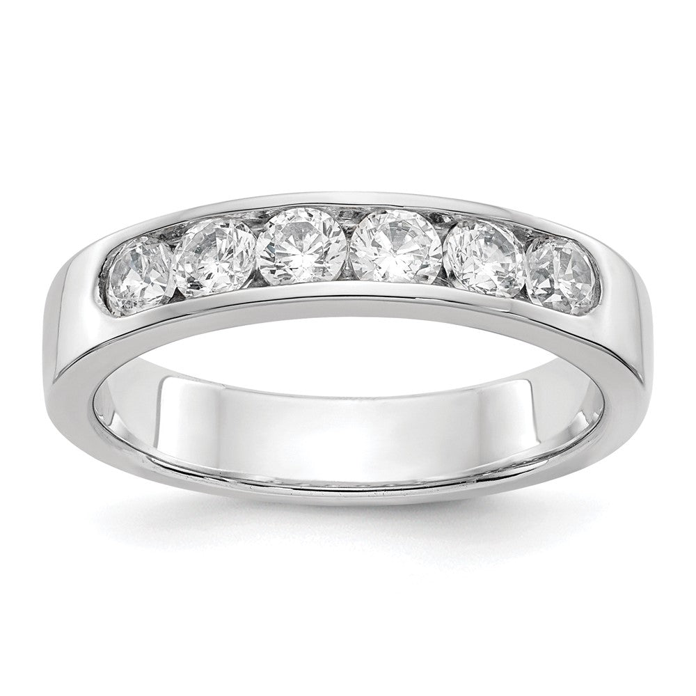 14K White Gold 6-Stone 3/4 carat Round Diamond Complete Channel Band