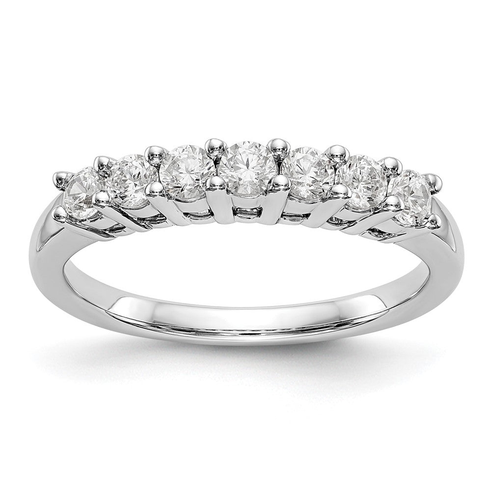14K White Gold 7-Stone Shared Prong 1/2 carat Complete Round Diamond Band