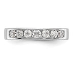 14K White Gold 7-Stone 1/2 carat Round Diamond Complete Channel Band