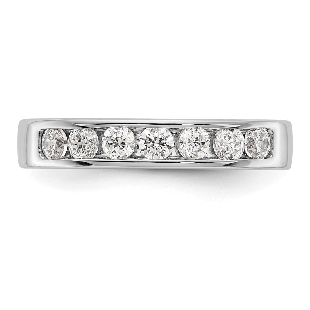 14K White Gold 7-Stone 1/2 carat Round Diamond Complete Channel Band