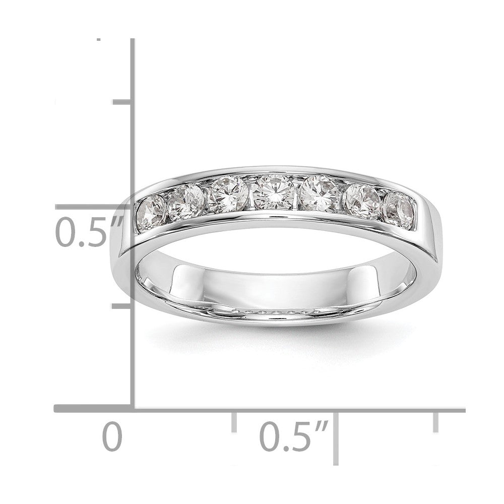 14K White Gold 7-Stone 1/2 carat Round Diamond Complete Channel Band