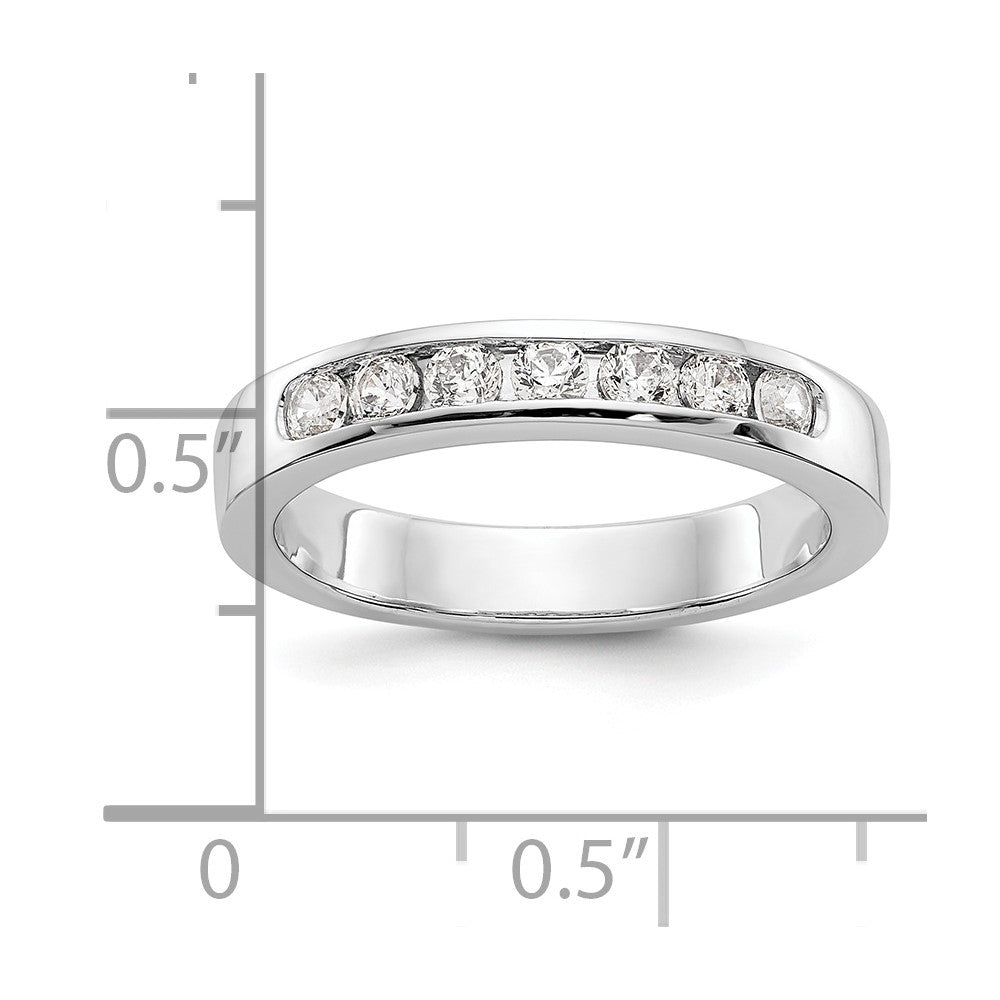 14K White Gold 7-Stone 1/3 carat Round Diamond Complete Channel Band