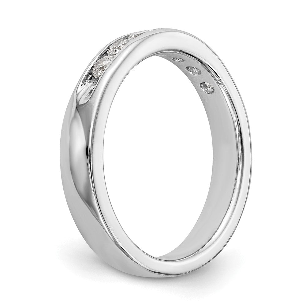14K White Gold 7-Stone 1/2 carat Round Diamond Complete Channel Band