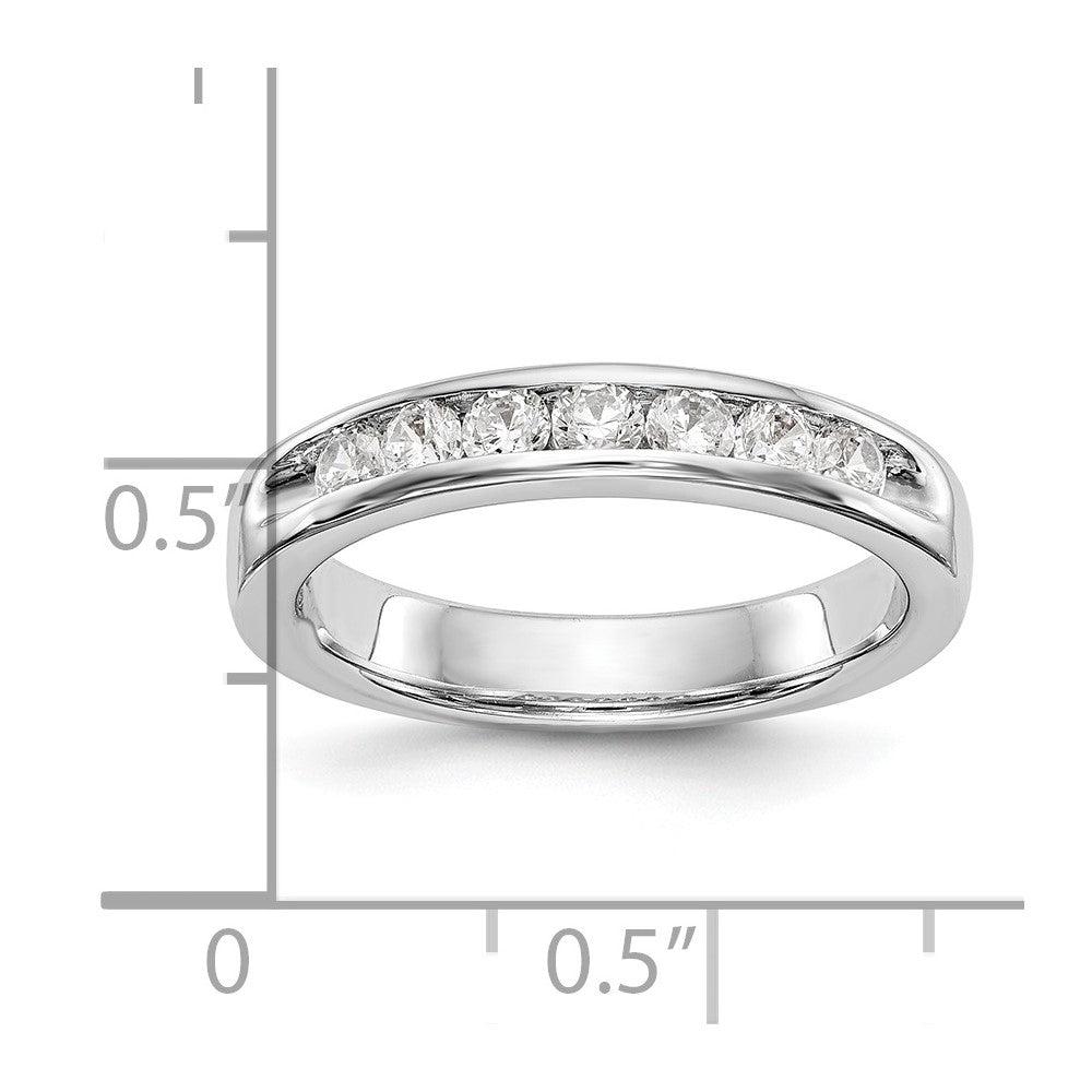 14K White Gold 7-Stone 1/2 carat Round Diamond Complete Channel Band