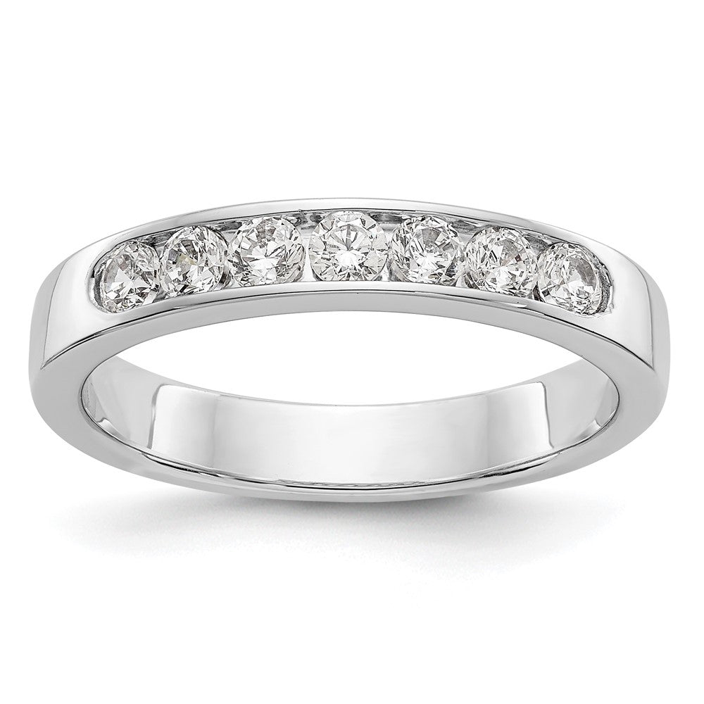 14K White Gold 7-Stone 3/8 carat Round Diamond Complete Channel Band