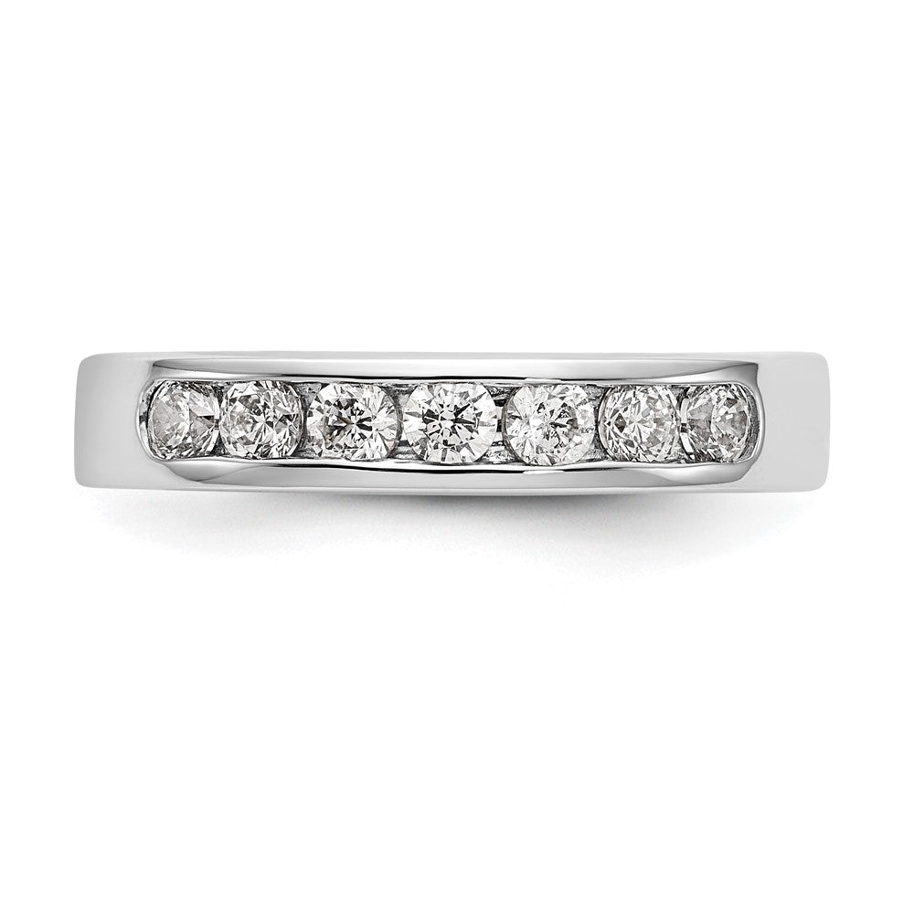 14K White Gold 7-Stone 1/2 carat Round Diamond Complete Channel Band