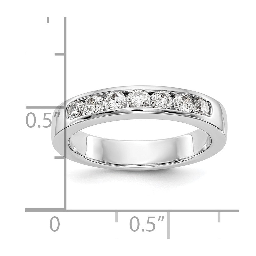 14K White Gold 7-Stone 1/2 carat Round Diamond Complete Channel Band
