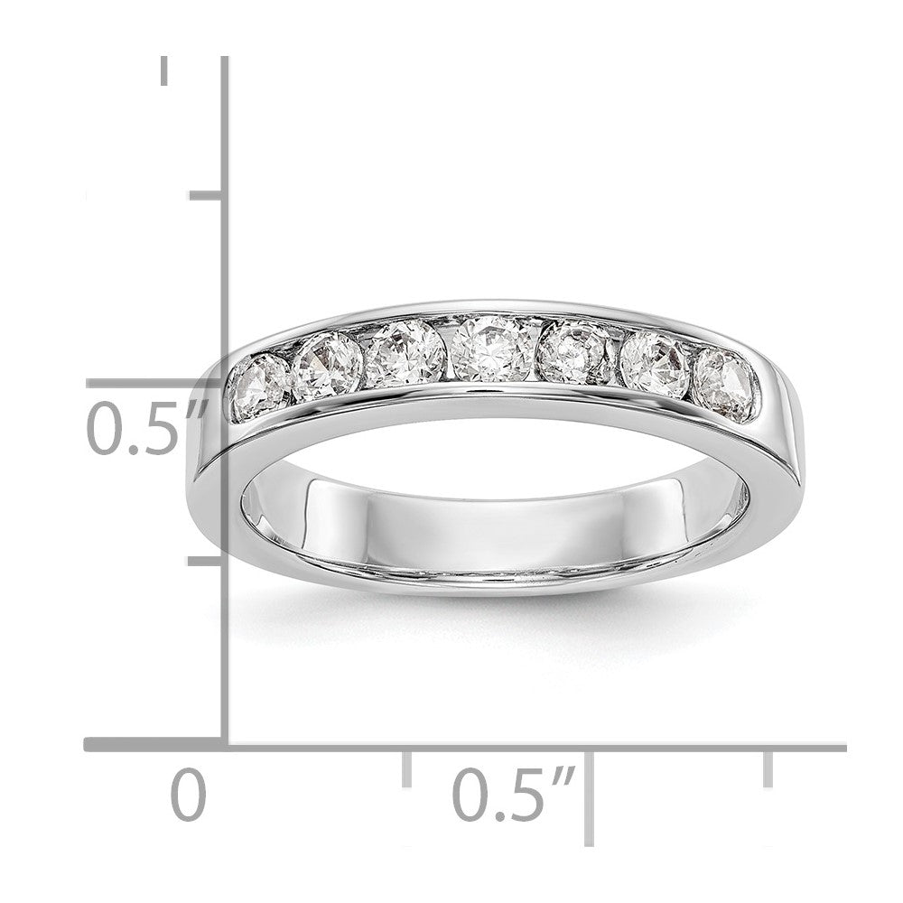 14K White Gold 7-Stone 5/8 carat Round Diamond Complete Channel Band