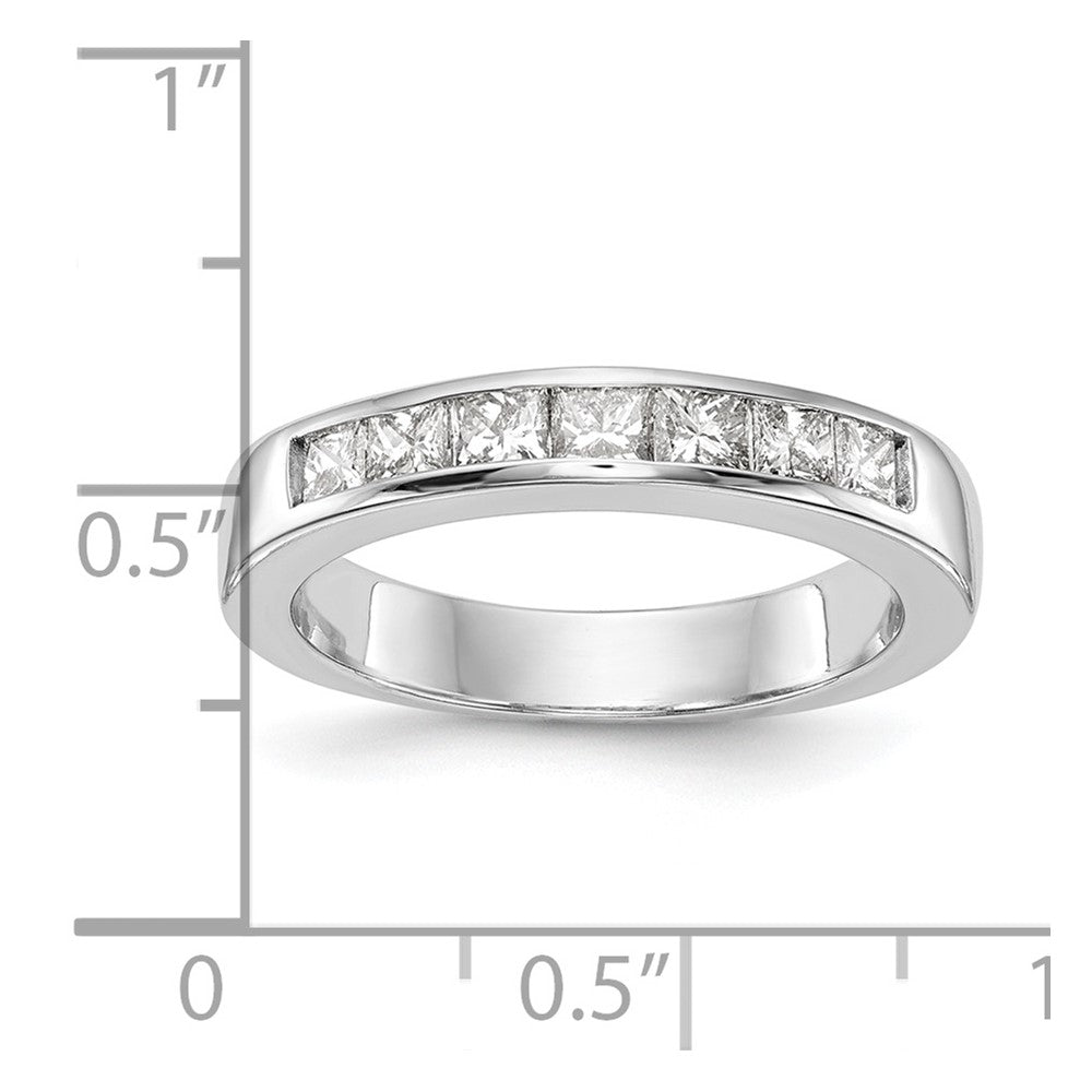 14K White Gold 7-Stone 3/4 carat Princess Diamond Complete Channel Band