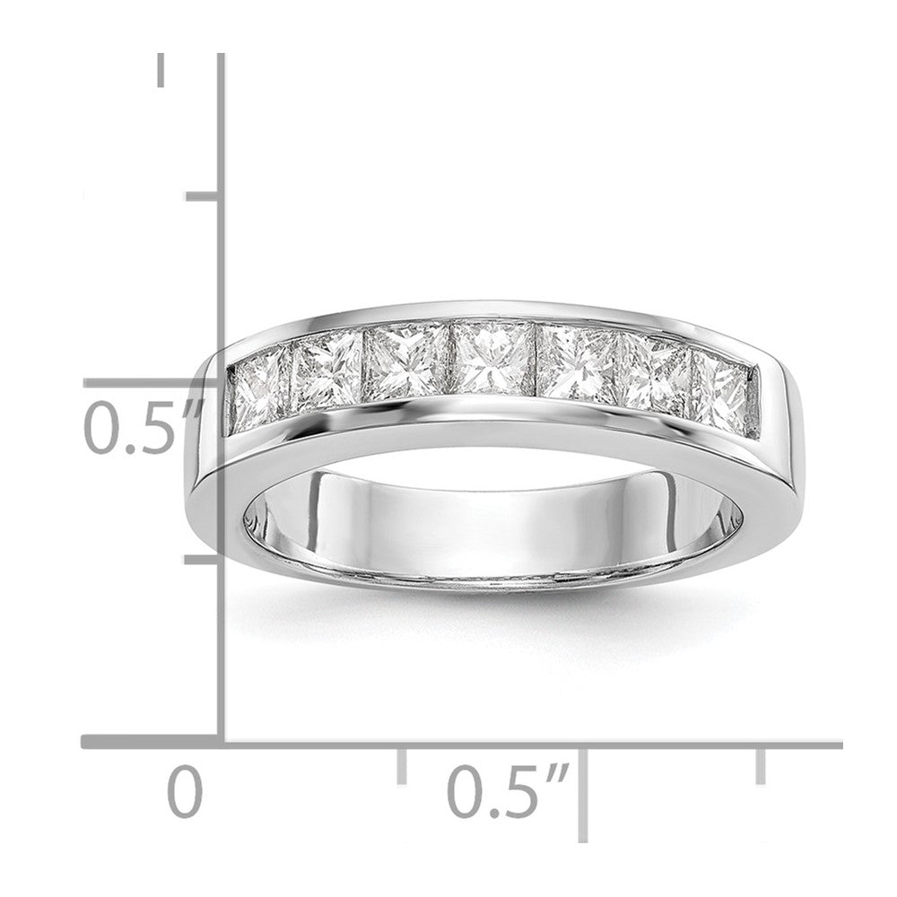 14K White Gold 7-Stone 1 carat Princess Diamond Complete Channel Band
