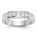 14K White Gold 7-Stone 1 carat Princess Diamond Complete Channel Band