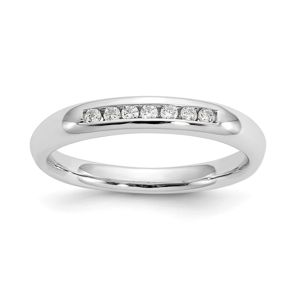 14K White Gold 7-Stone 1/10 carat Round Diamond Complete Channel Band