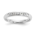 14K White Gold 7-Stone 1/10 carat Round Diamond Complete Channel Band