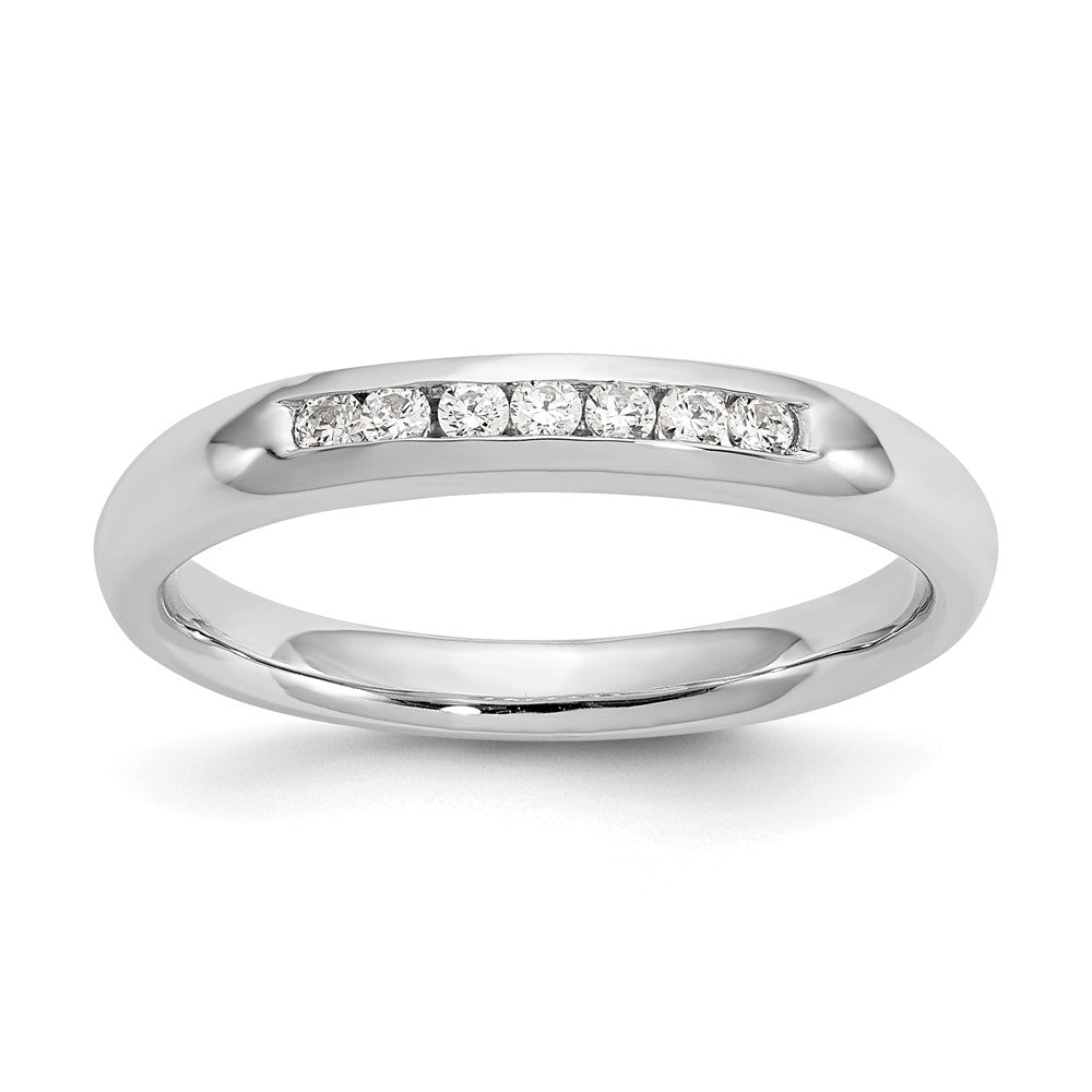 14K White Gold 7-Stone 1/8 carat Round Diamond Complete Channel Band
