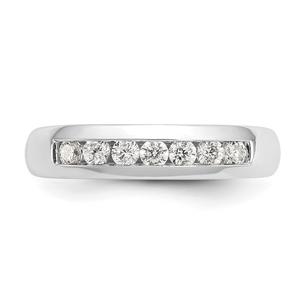 14K White Gold 7-Stone 1/3 carat Round Diamond Complete Channel Band