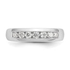 14K White Gold 7-Stone 1/2 carat Round Diamond Complete Channel Band