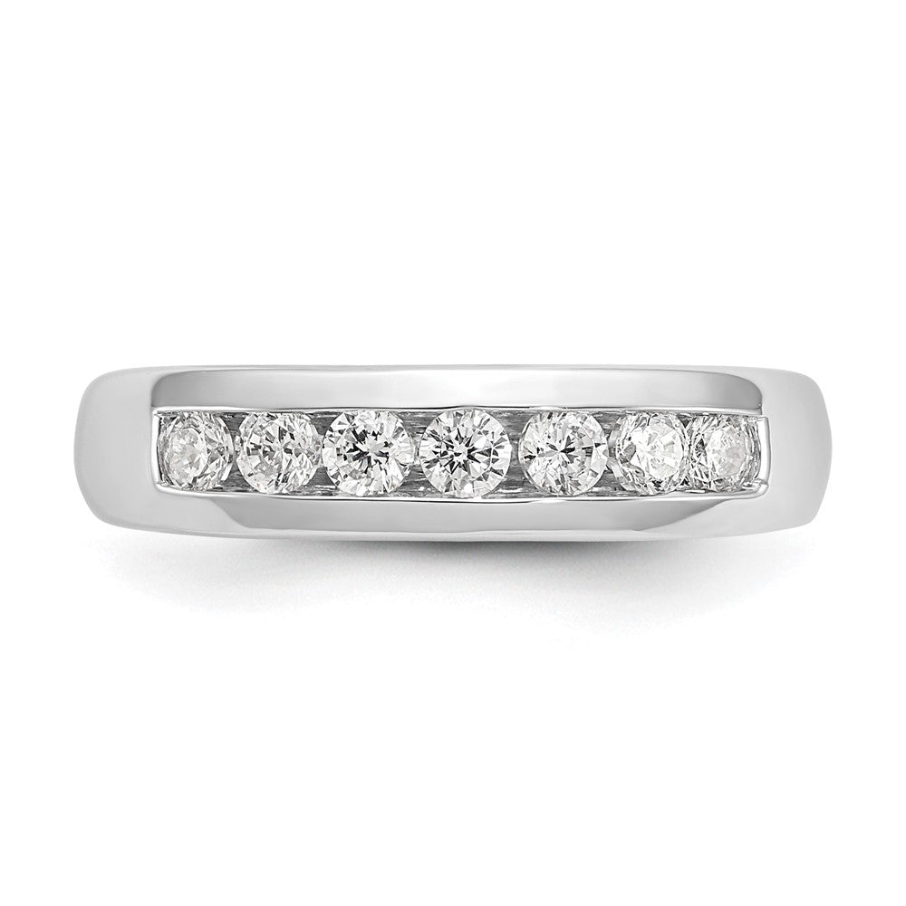 14K White Gold 7-Stone 1/2 carat Round Diamond Complete Channel Band