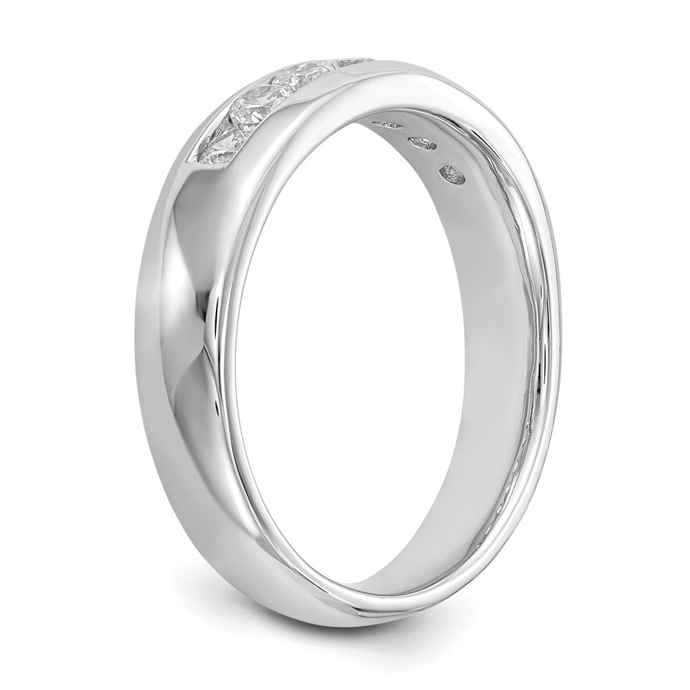 14K White Gold 7-Stone 1/2 carat Round Diamond Complete Channel Band