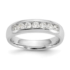 14K White Gold 7-Stone 1/2 carat Round Diamond Complete Channel Band