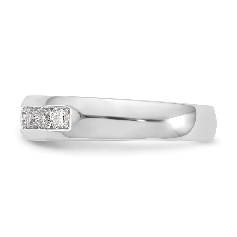 14K White Gold 7-Stone 1/2 carat Round Diamond Complete Channel Band