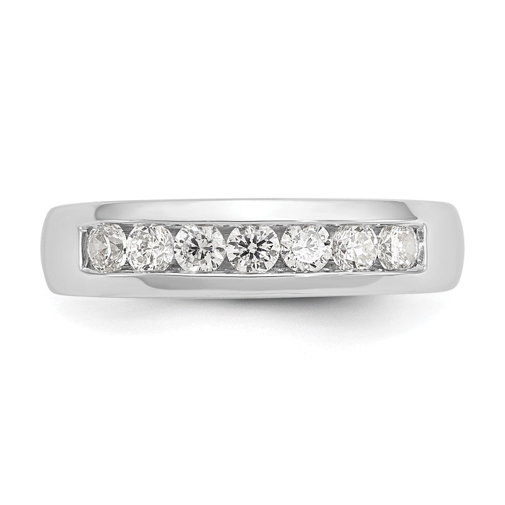14K White Gold 7-Stone 1/2 carat Round Diamond Complete Channel Band