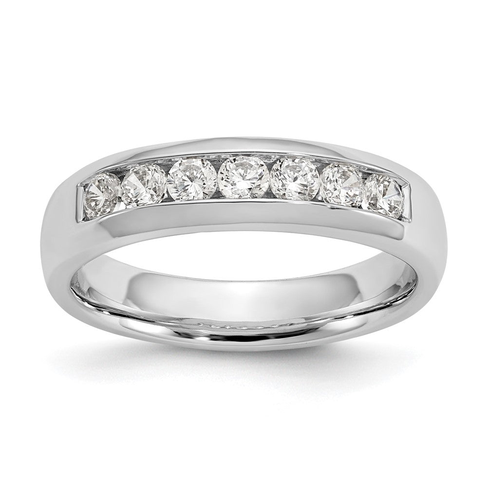 14K White Gold 7-Stone 1/2 carat Round Diamond Complete Channel Band