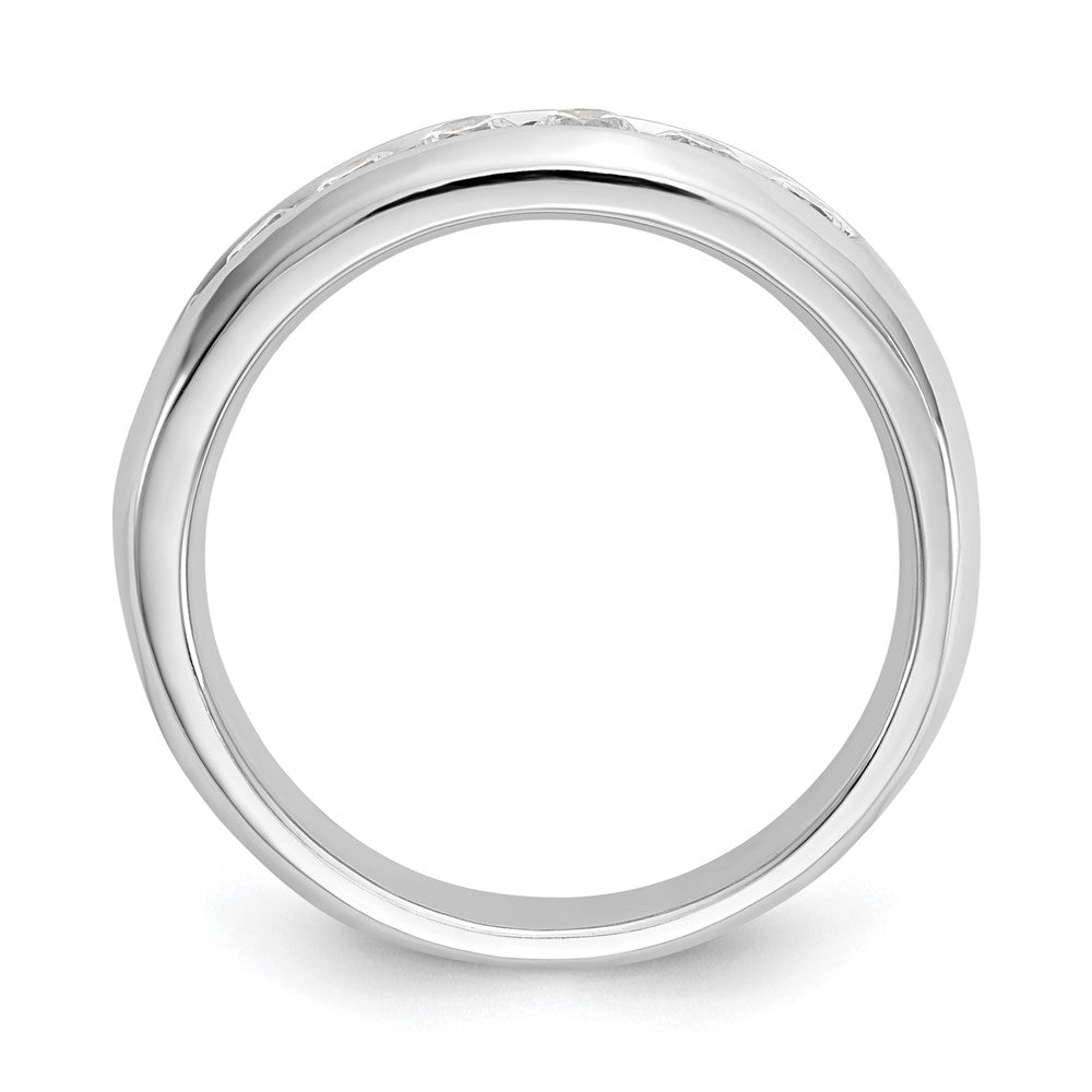 14K White Gold 7-Stone 5/8 carat Round Diamond Complete Channel Band