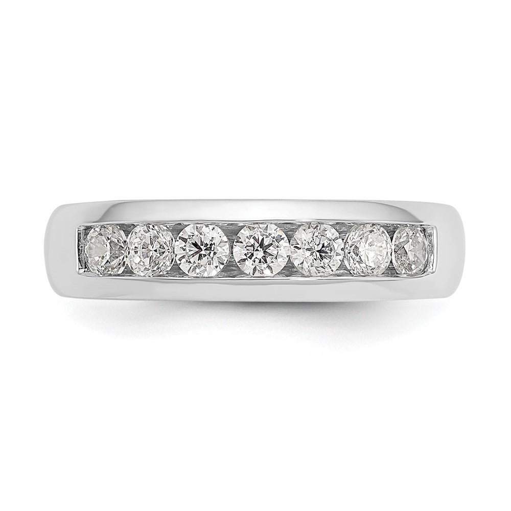 14K White Gold 7-Stone 5/8 carat Round Diamond Complete Channel Band