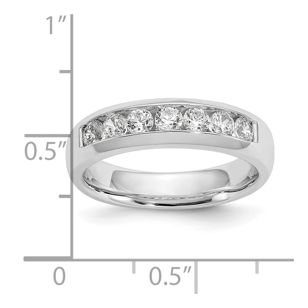 14K White Gold 7-Stone 5/8 carat Round Diamond Complete Channel Band