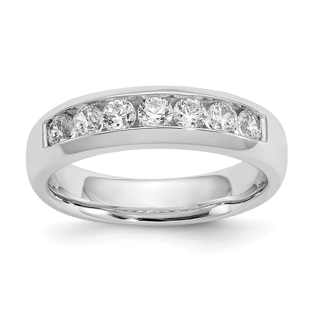 14K White Gold 7-Stone 5/8 carat Round Diamond Complete Channel Band